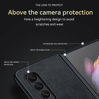 SULADA Crazy Horse Texture All-round Protection PU Leather Coating PC Phone Case Cover for Samsung W22 5G/Galaxy Z Fold3 5G