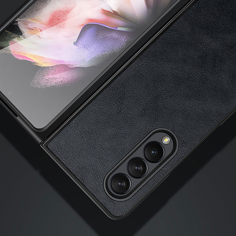 SULADA Crazy Horse Texture All-round Protection PU Leather Coating PC Phone Case Cover for Samsung W22 5G/Galaxy Z Fold3 5G