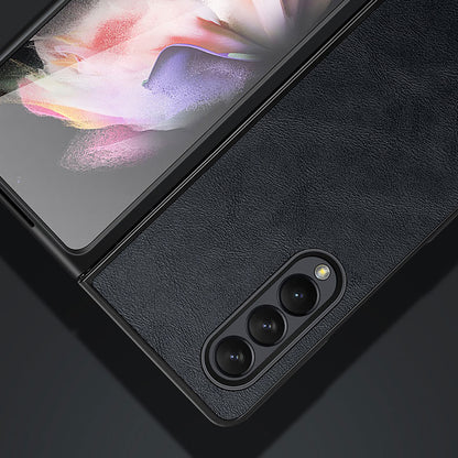 SULADA Crazy Horse Texture All-round Protection PU Leather Coating PC Phone Case Cover for Samsung W22 5G/Galaxy Z Fold3 5G
