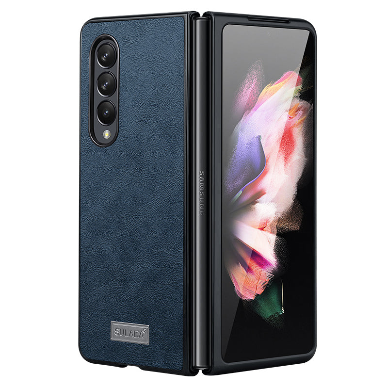 SULADA Crazy Horse Texture All-round Protection PU Leather Coating PC Phone Case Cover for Samsung W22 5G/Galaxy Z Fold3 5G