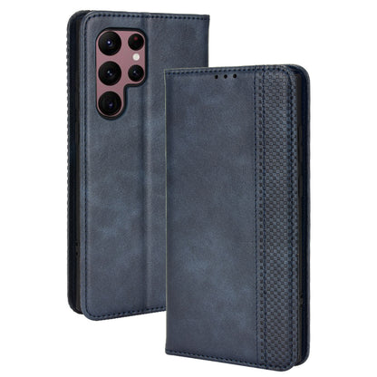 Retro Style Imprinted Leather Cover + TPU Inner Case Wallet Stand Phone Cover Cellphone Shell for Samsung Galaxy S22 Ultra 5G