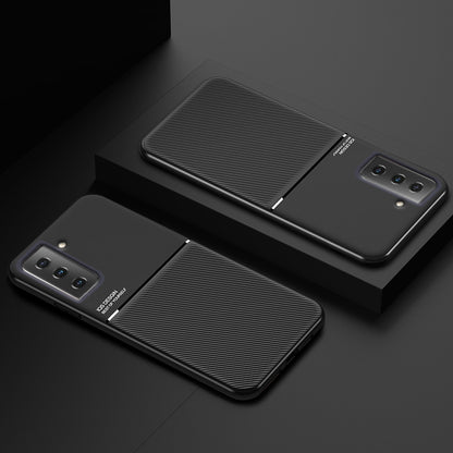 Lines Imprinting PU Leather Ultra Thin Shockproof TPU Back Protective Shell Cover with Built-in Magnetic Metal Sheet for Samsung Galaxy S21 FE 5G / S21 Fan Edition