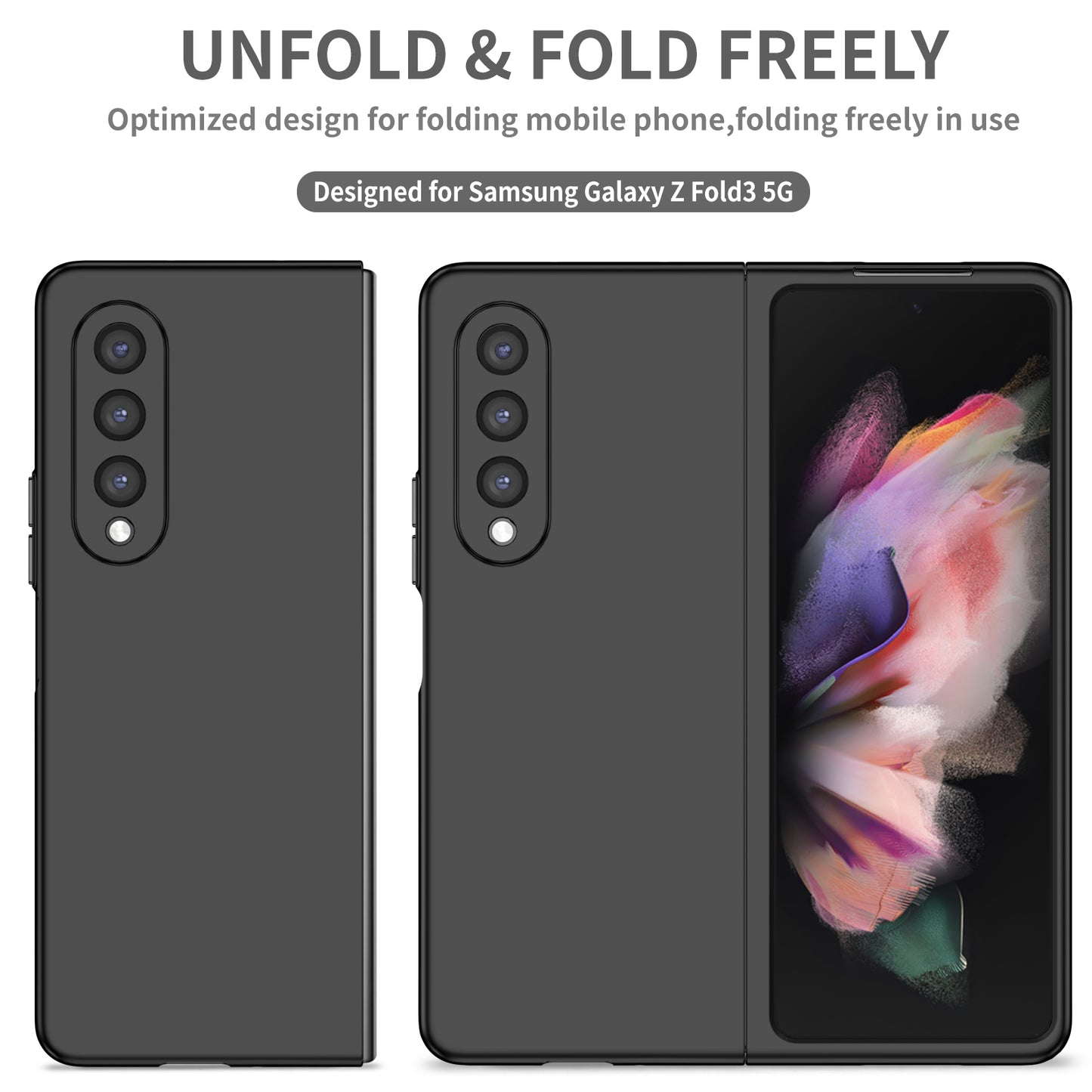 For Samsung Galaxy Z Fold3 5G Hard PC Rubberized Phone Case Anti-scratch Shock Absorbing Folding Phone Cover