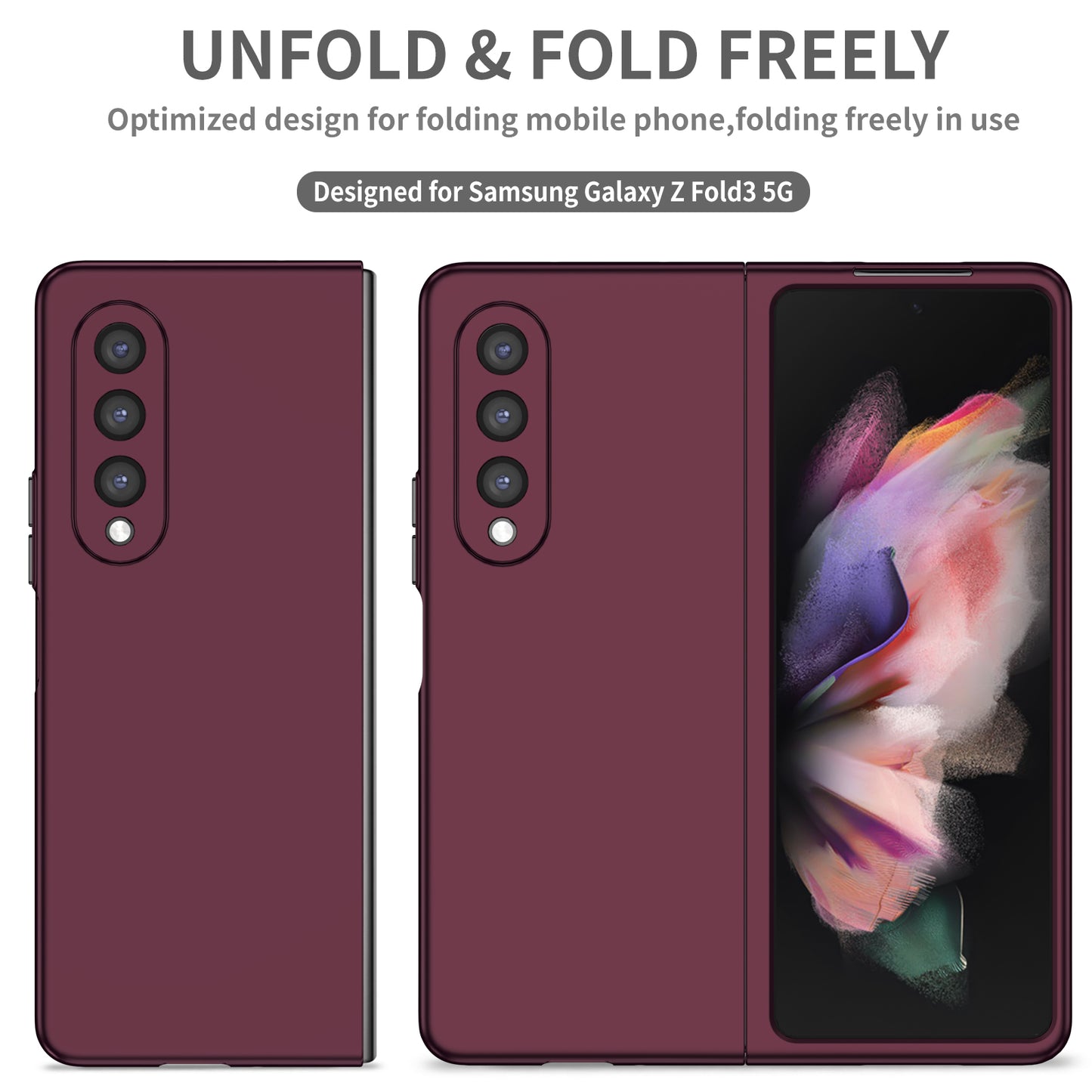 For Samsung Galaxy Z Fold3 5G Hard PC Rubberized Phone Case Anti-scratch Shock Absorbing Folding Phone Cover