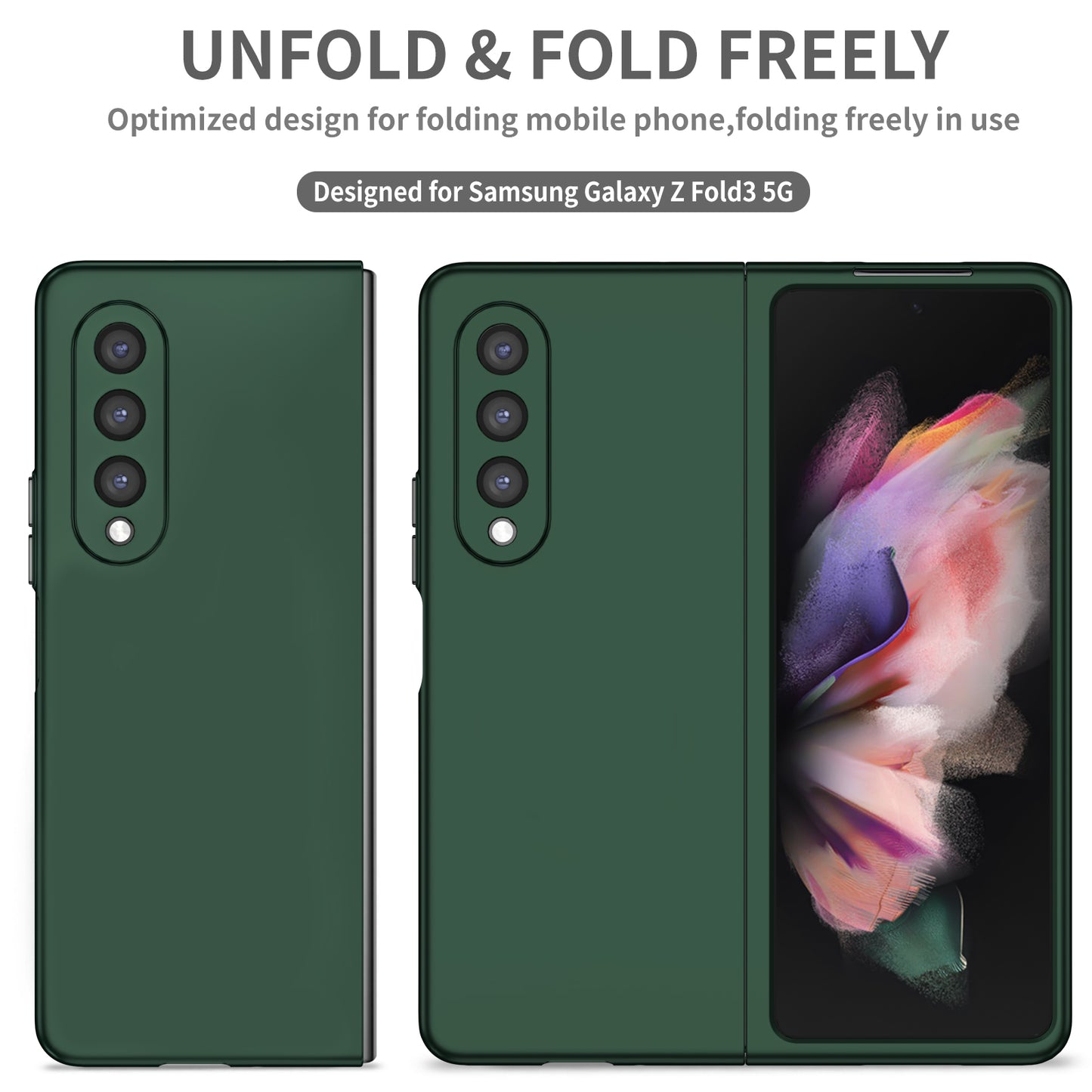 For Samsung Galaxy Z Fold3 5G Hard PC Rubberized Phone Case Anti-scratch Shock Absorbing Folding Phone Cover