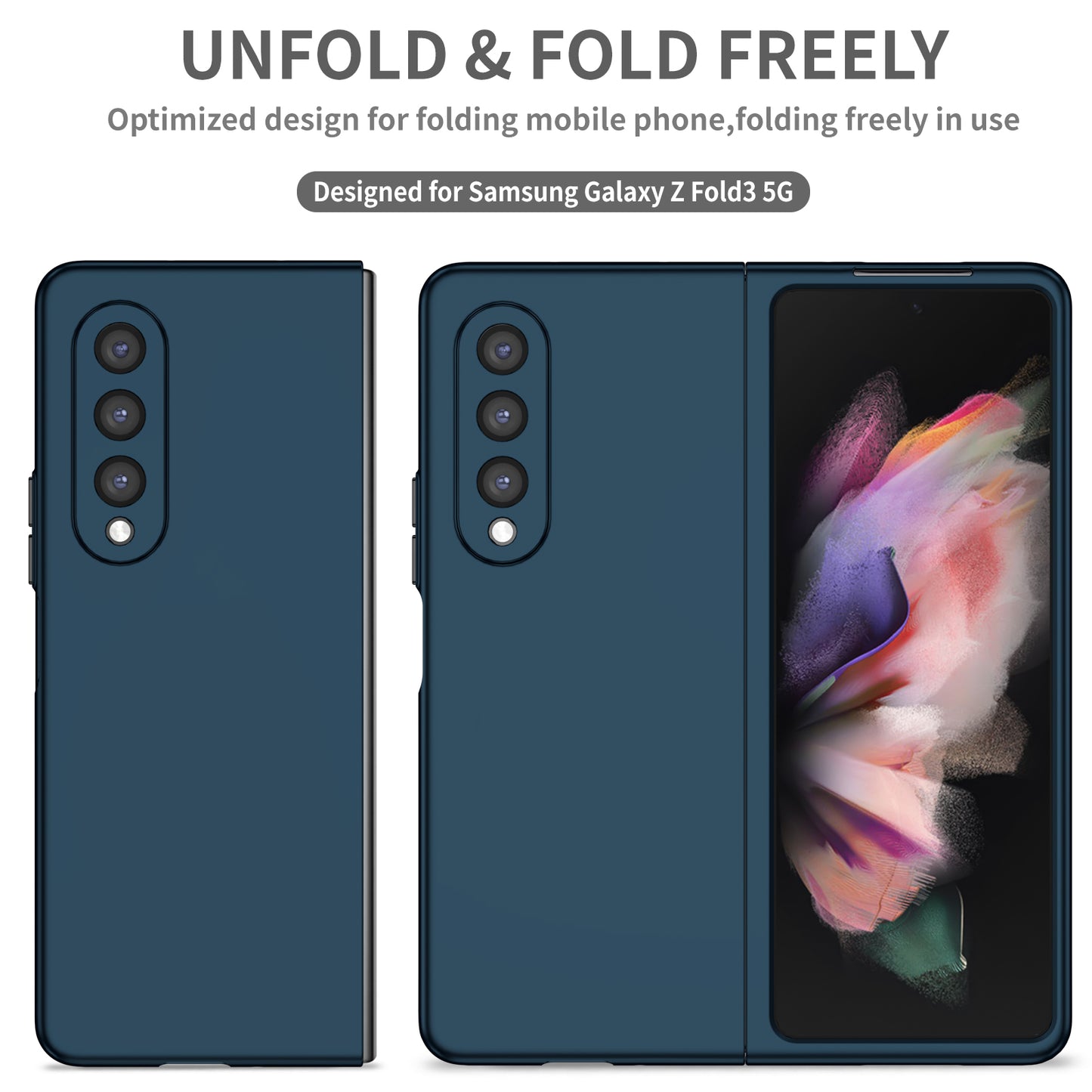 For Samsung Galaxy Z Fold3 5G Hard PC Rubberized Phone Case Anti-scratch Shock Absorbing Folding Phone Cover