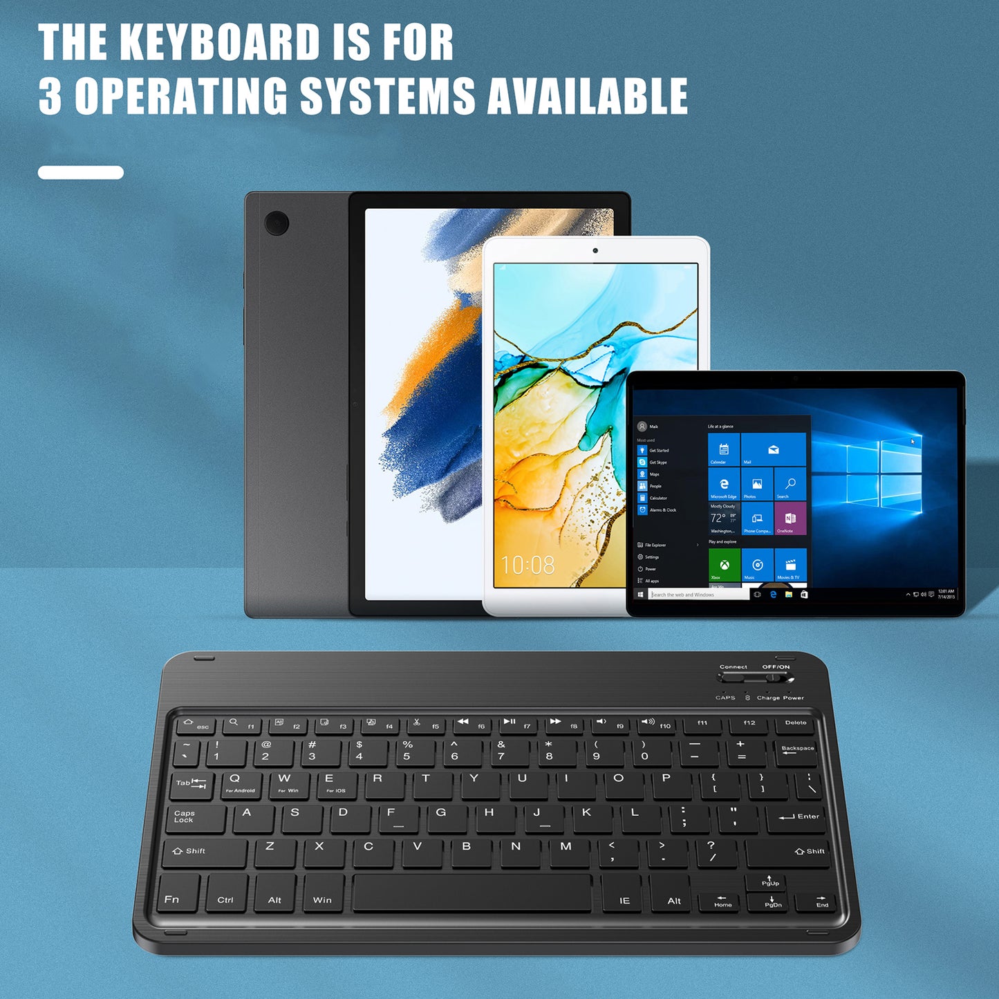 For Samsung Galaxy Tab A8 10.5 (2021) Front Support Keyboard Leather Case Set PU Leather Outter Cover + PC Bottom Case Bluetooth 5.0 Wireless Keyboard
