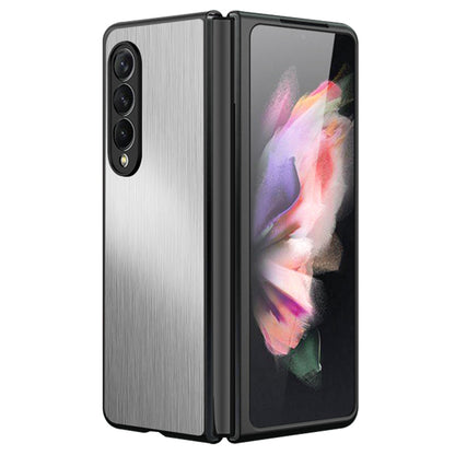 For Samsung Galaxy Z Fold3 5G Brushed Anti-scratch Stainless Steel+PC Folding Phone Case Cover