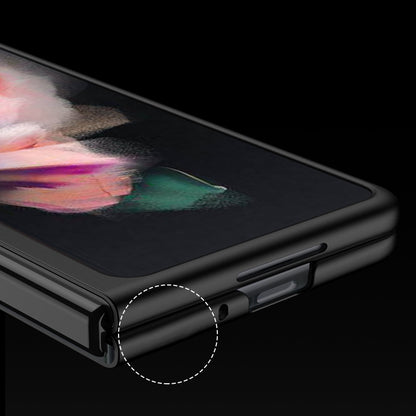 For Samsung Galaxy Z Fold3 5G Brushed Anti-scratch Stainless Steel+PC Folding Phone Case Cover