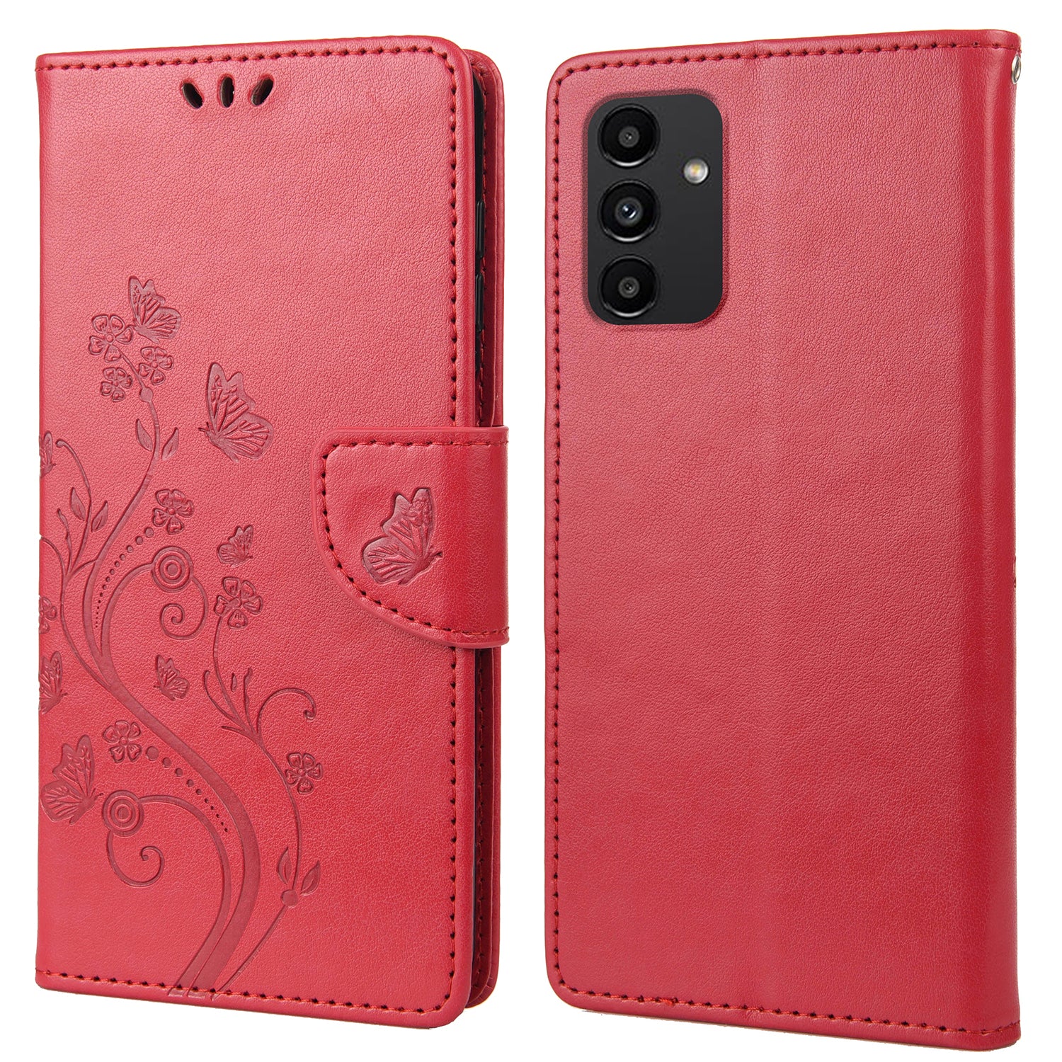 For Samsung Galaxy A13 4G Anti-scratch Stylish Imprint Butterflies Leather Phone Case Practical Wallet Stand Covering