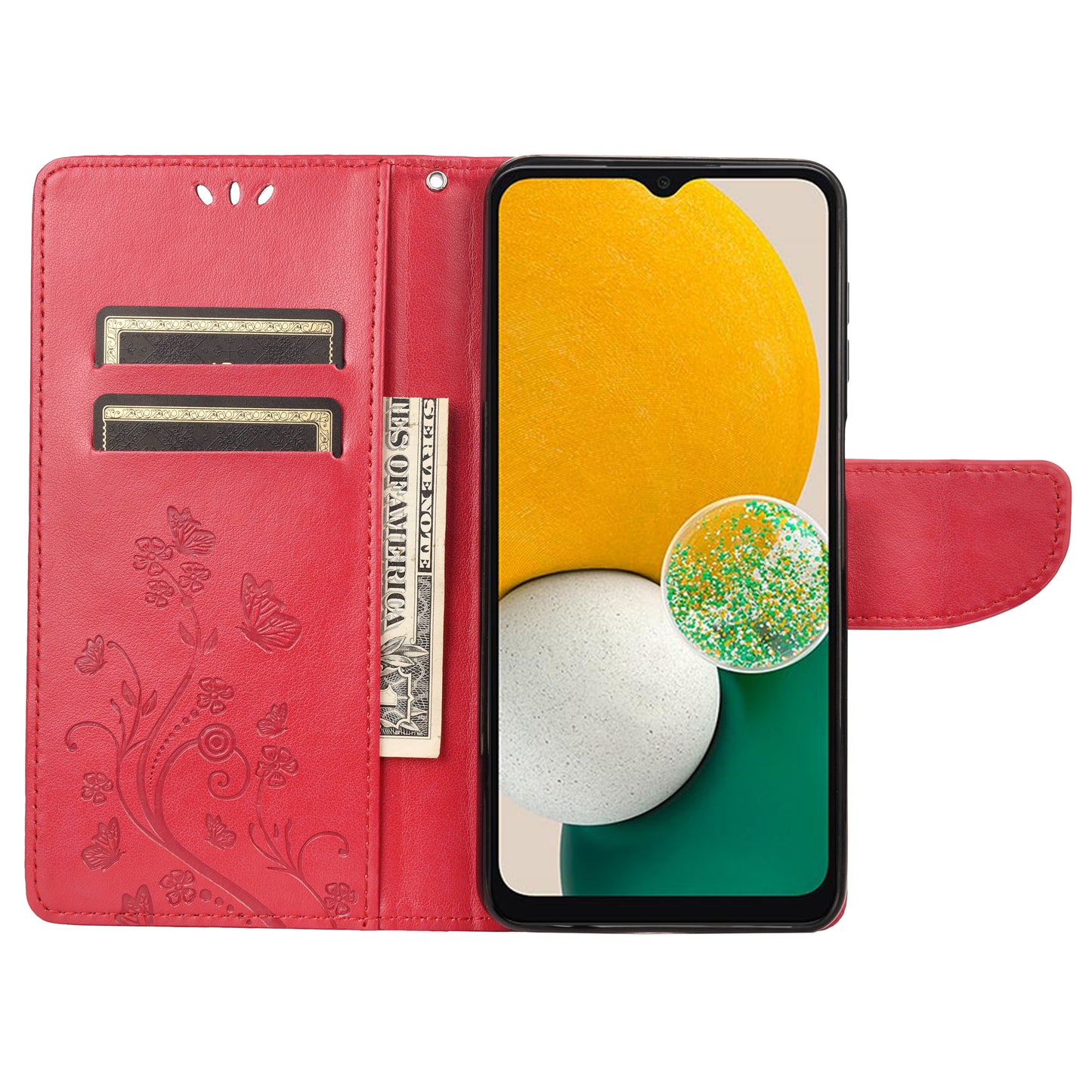 For Samsung Galaxy A13 4G Anti-scratch Stylish Imprint Butterflies Leather Phone Case Practical Wallet Stand Covering