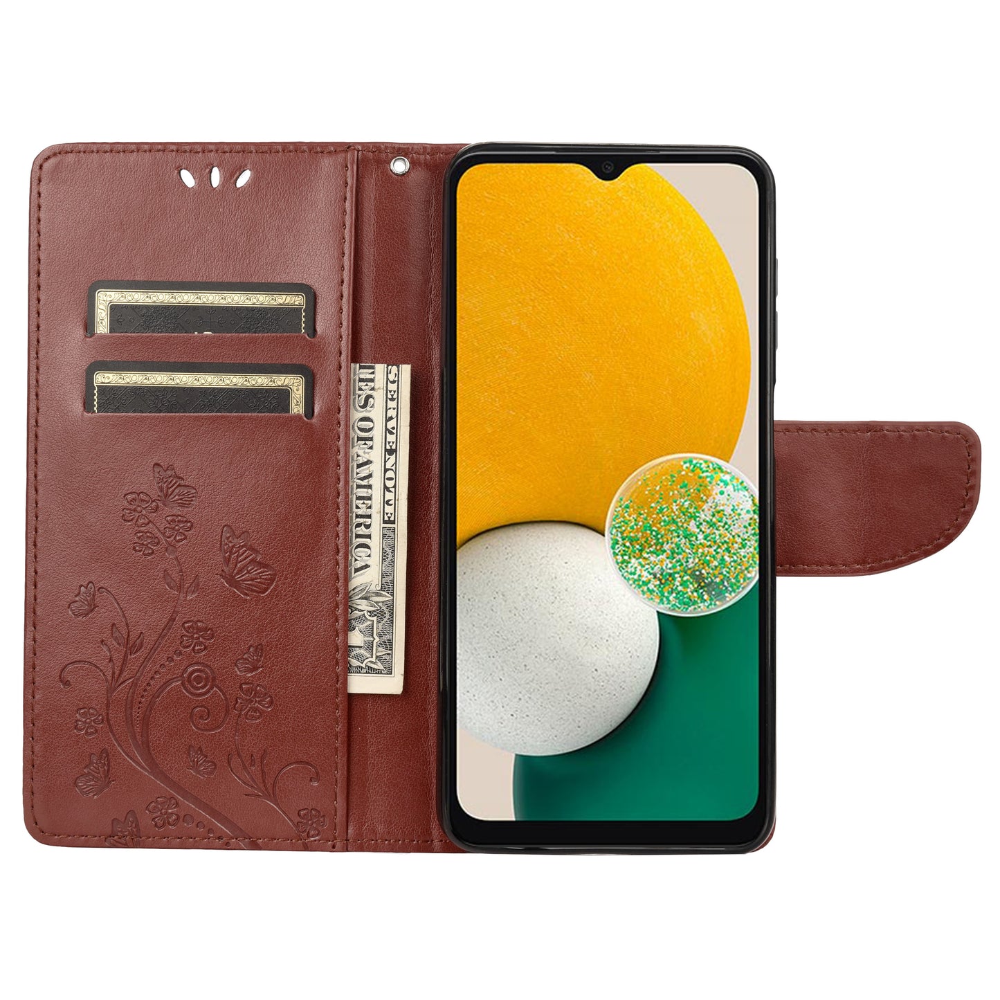 For Samsung Galaxy A13 4G Anti-scratch Stylish Imprint Butterflies Leather Phone Case Practical Wallet Stand Covering