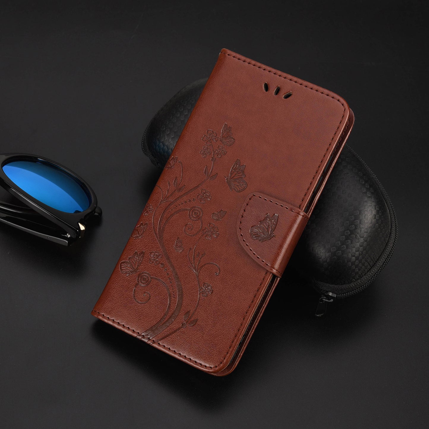 For Samsung Galaxy A13 4G Anti-scratch Stylish Imprint Butterflies Leather Phone Case Practical Wallet Stand Covering