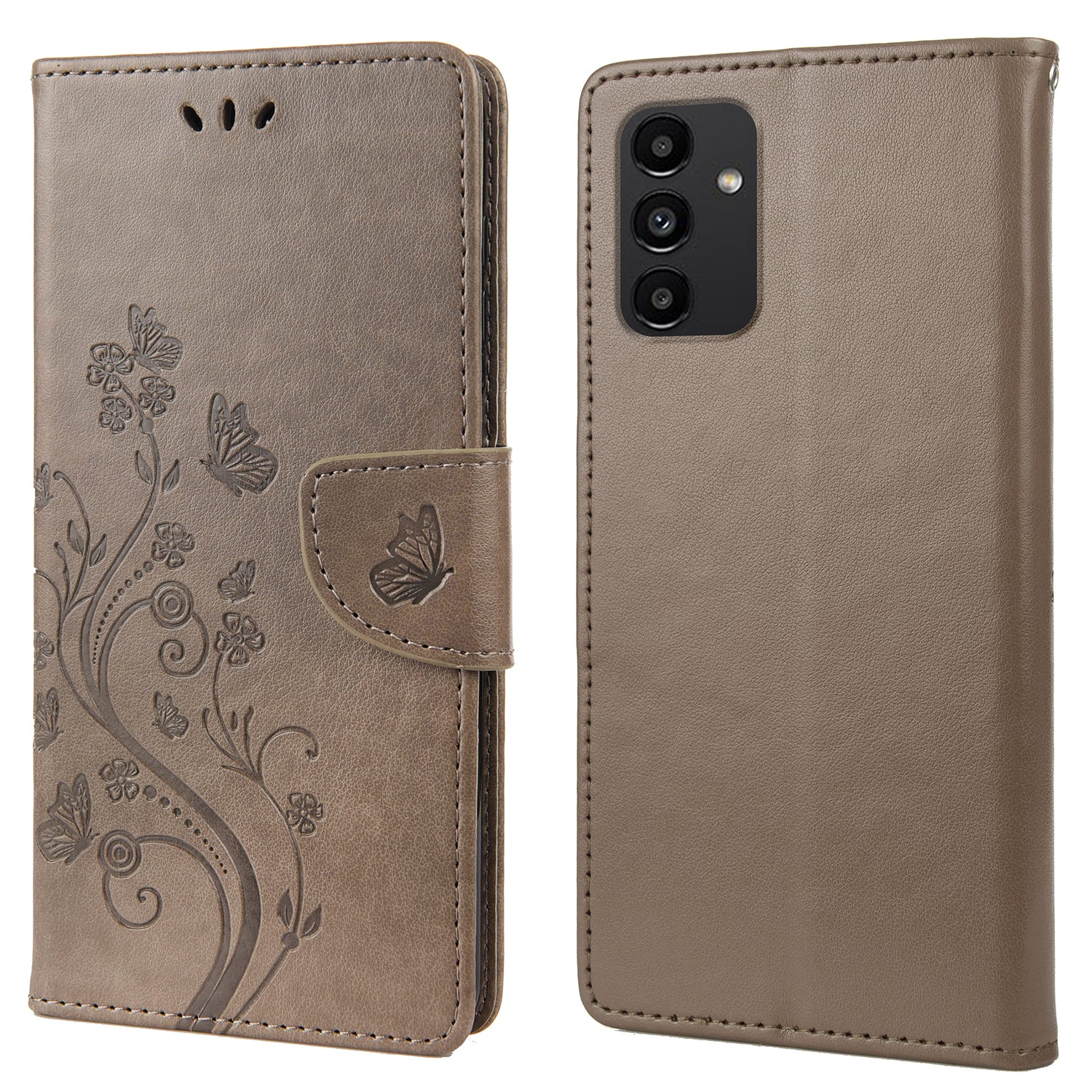 For Samsung Galaxy A13 4G Anti-scratch Stylish Imprint Butterflies Leather Phone Case Practical Wallet Stand Covering