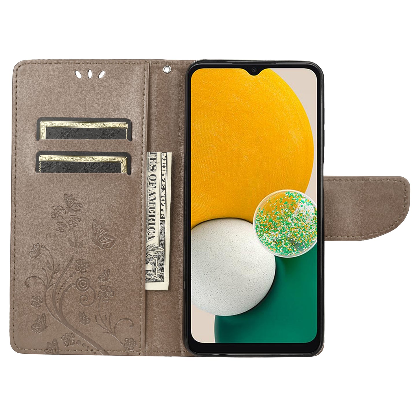 For Samsung Galaxy A13 4G Anti-scratch Stylish Imprint Butterflies Leather Phone Case Practical Wallet Stand Covering