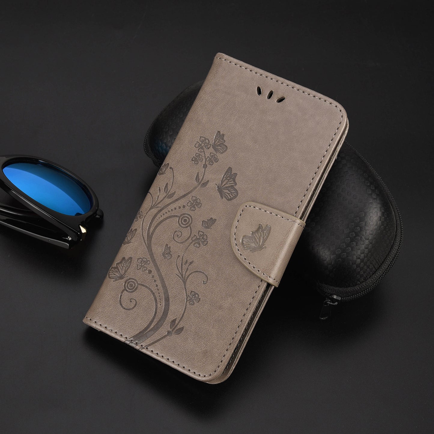 For Samsung Galaxy A13 4G Anti-scratch Stylish Imprint Butterflies Leather Phone Case Practical Wallet Stand Covering