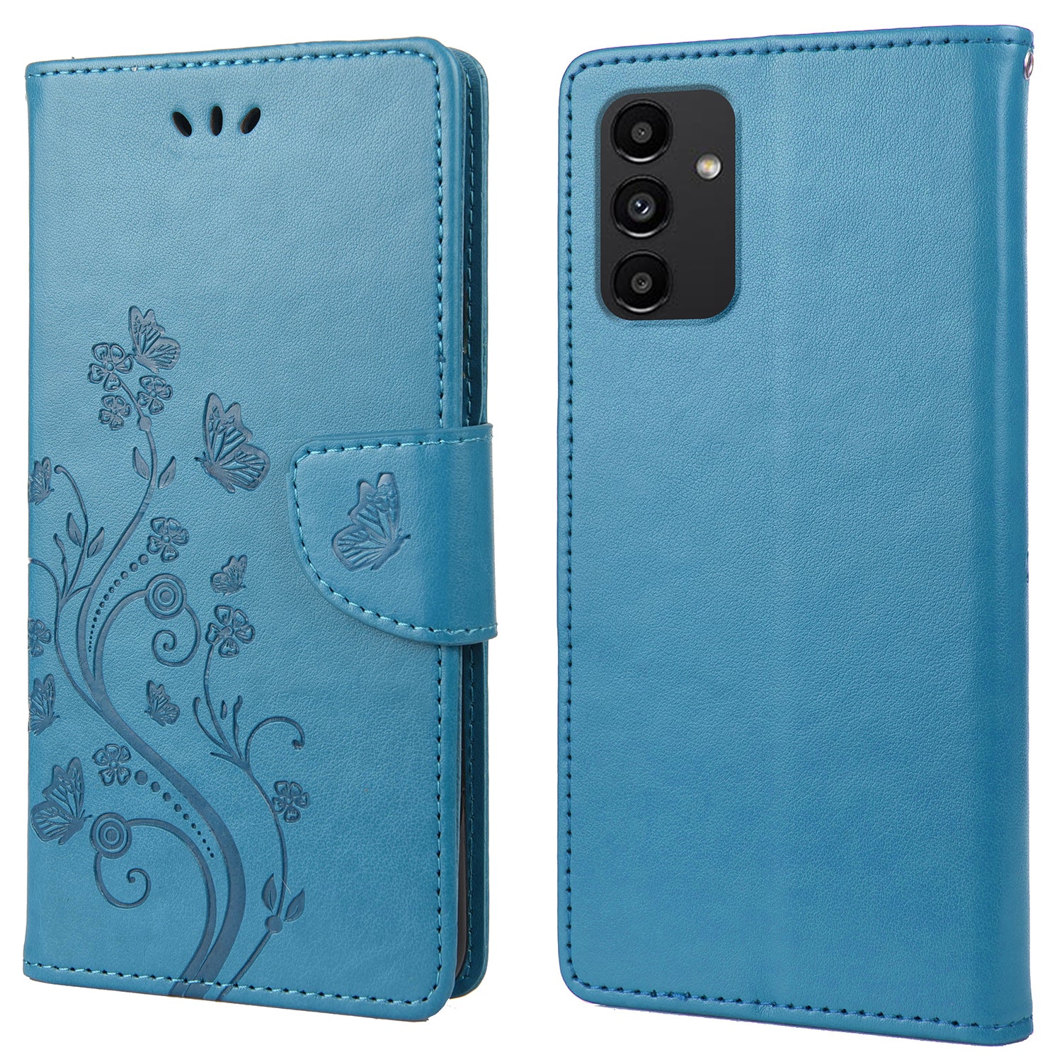 For Samsung Galaxy A13 4G Anti-scratch Stylish Imprint Butterflies Leather Phone Case Practical Wallet Stand Covering