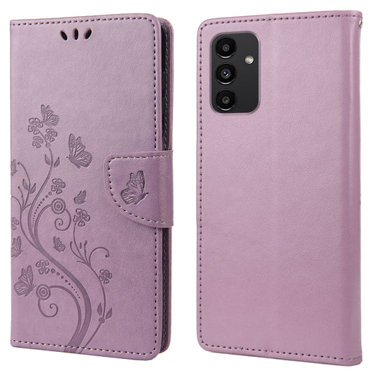 For Samsung Galaxy A13 4G Anti-scratch Stylish Imprint Butterflies Leather Phone Case Practical Wallet Stand Covering