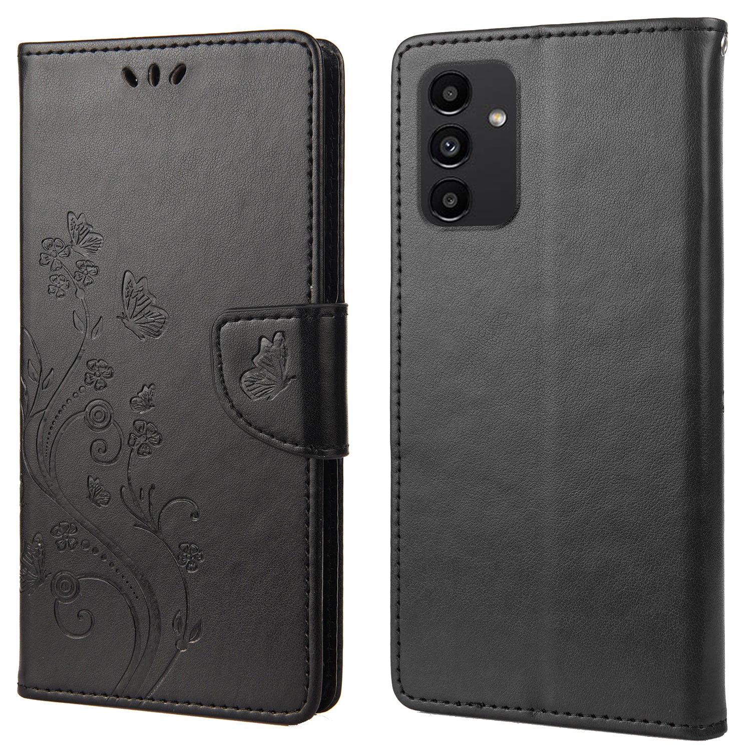 For Samsung Galaxy A13 4G Anti-scratch Stylish Imprint Butterflies Leather Phone Case Practical Wallet Stand Covering