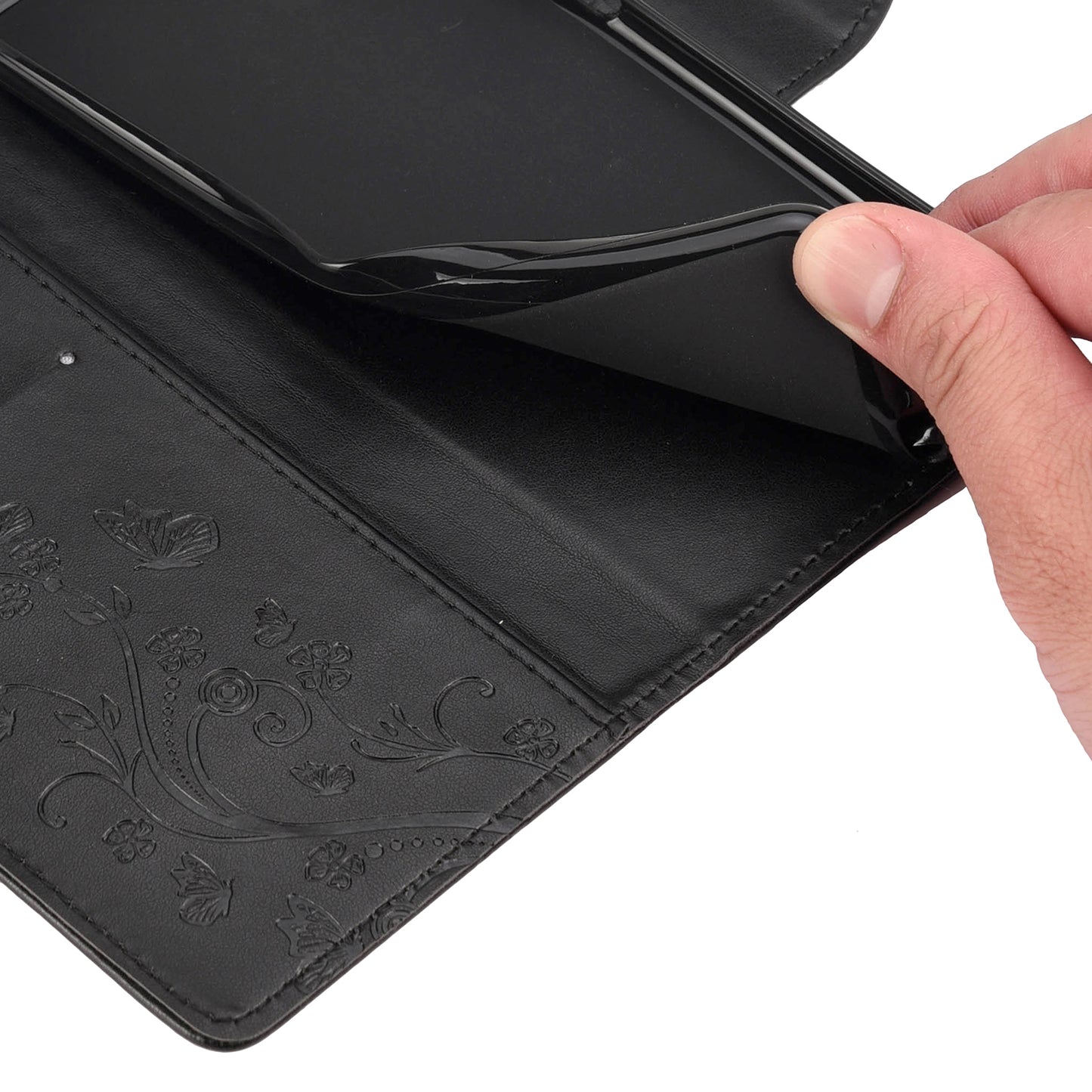 For Samsung Galaxy A13 4G Anti-scratch Stylish Imprint Butterflies Leather Phone Case Practical Wallet Stand Covering