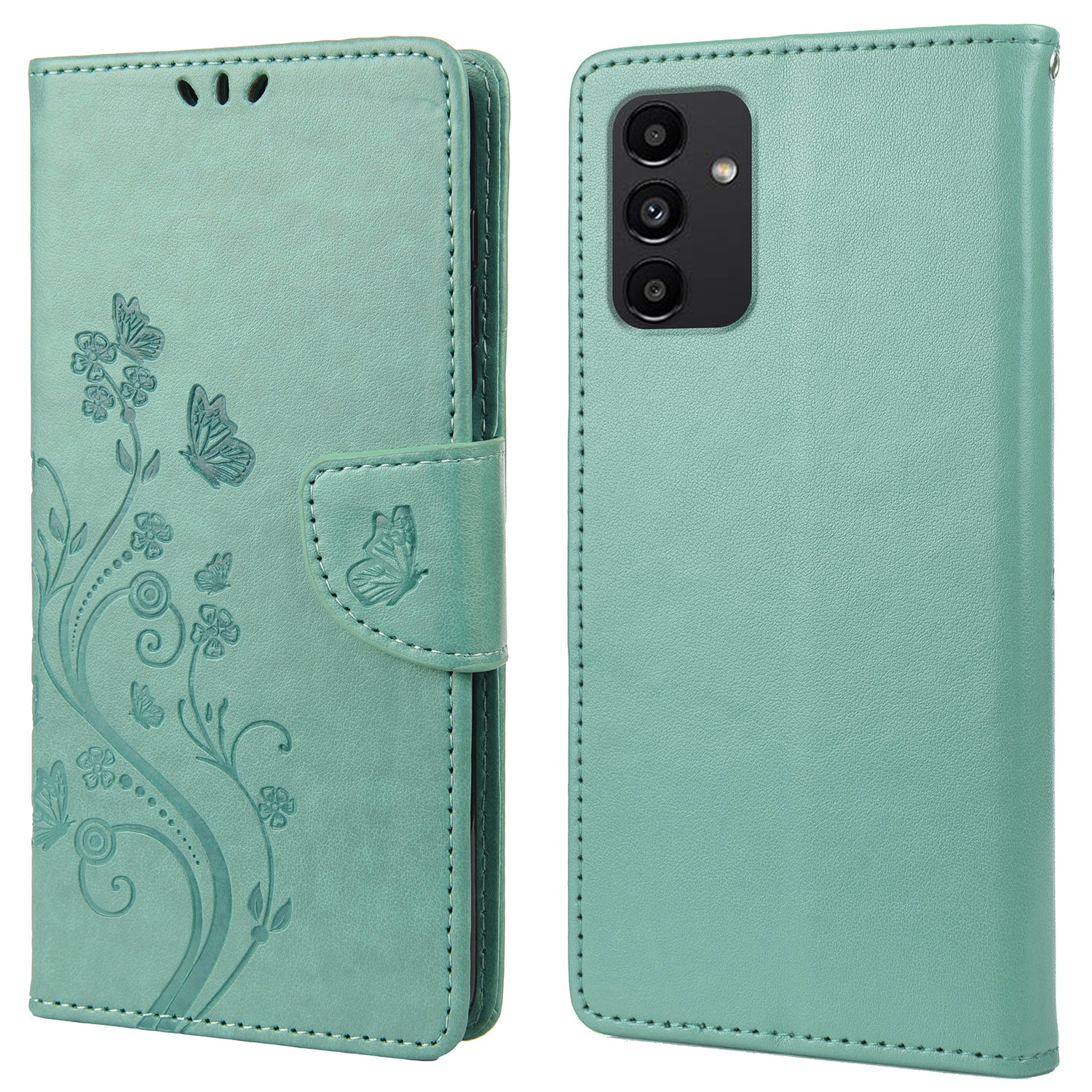 For Samsung Galaxy A13 4G Anti-scratch Stylish Imprint Butterflies Leather Phone Case Practical Wallet Stand Covering