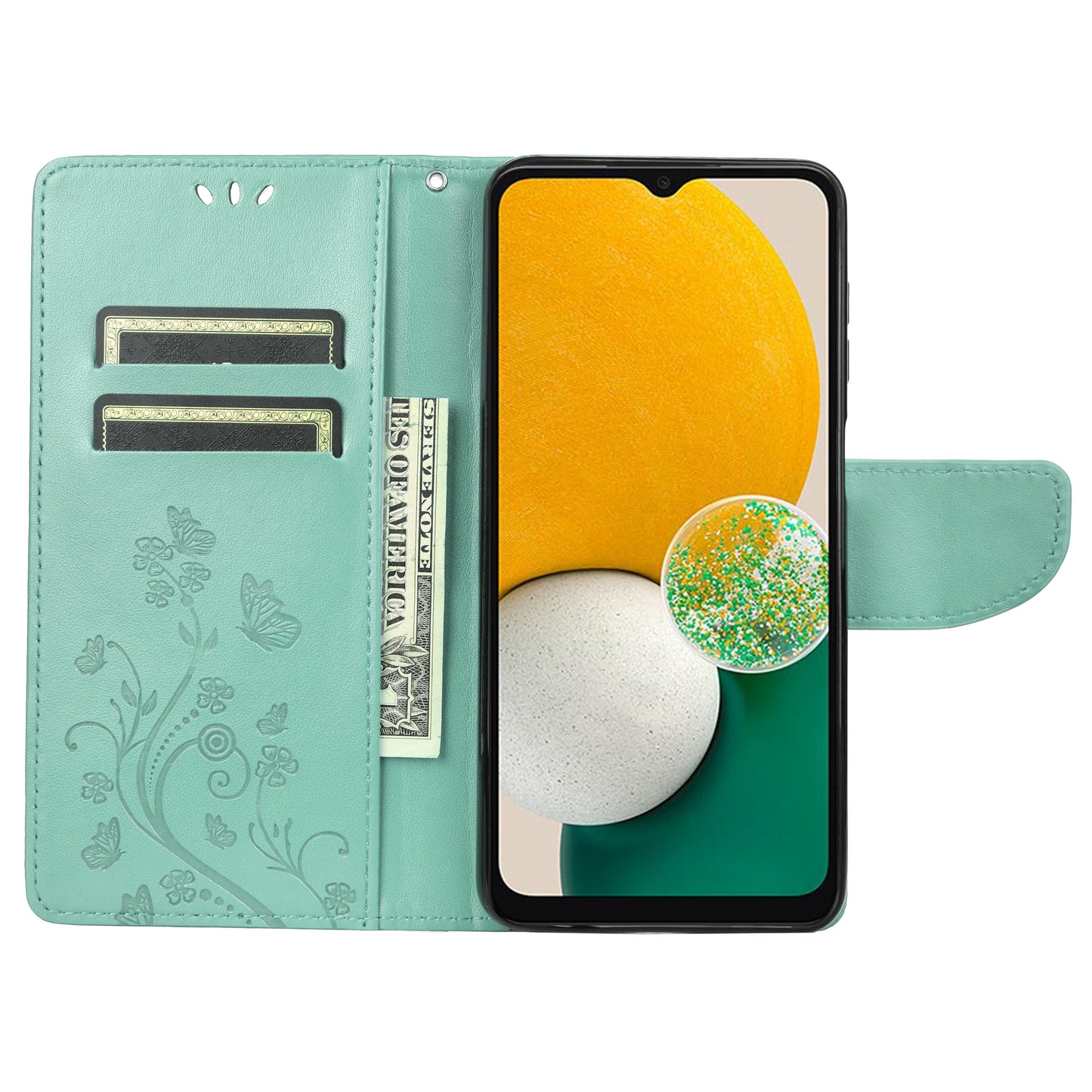 For Samsung Galaxy A13 4G Anti-scratch Stylish Imprint Butterflies Leather Phone Case Practical Wallet Stand Covering