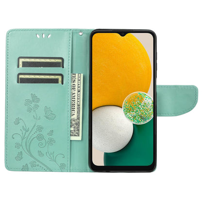 For Samsung Galaxy A13 4G Anti-scratch Stylish Imprint Butterflies Leather Phone Case Practical Wallet Stand Covering