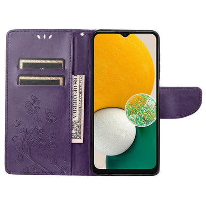 For Samsung Galaxy A13 4G Anti-scratch Stylish Imprint Butterflies Leather Phone Case Practical Wallet Stand Covering