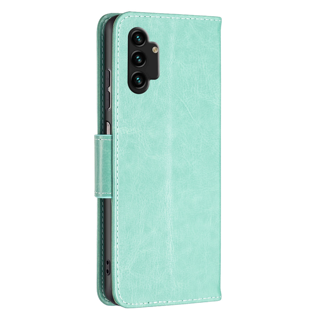 For Samsung Galaxy A13 4G Butterfly Imprinted PU Leather + TPU Phone Case Wallet Stand Cover with Wrist Strap