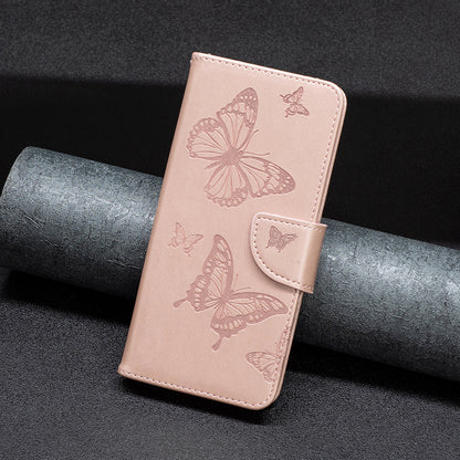 For Samsung Galaxy A13 4G Butterfly Imprinted PU Leather + TPU Phone Case Wallet Stand Cover with Wrist Strap
