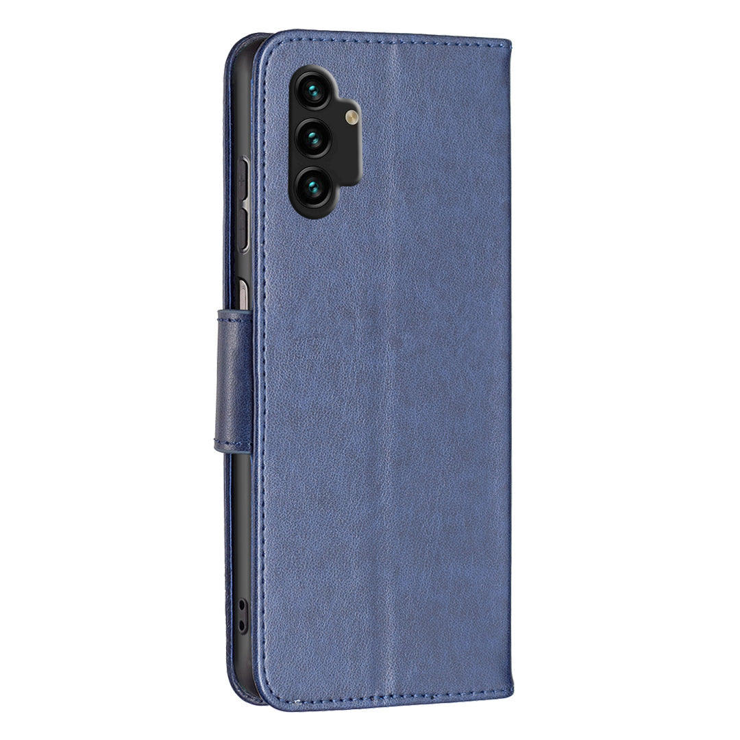For Samsung Galaxy A13 4G Butterfly Imprinted PU Leather + TPU Phone Case Wallet Stand Cover with Wrist Strap