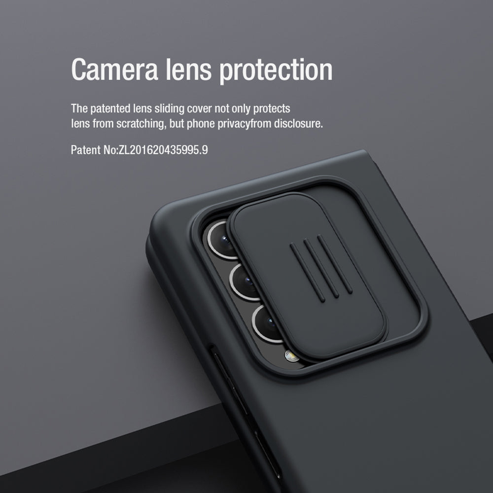 NILLKIN for Samsung Galaxy Z Fold3 5G Dual Layer Hybrid Hard PC Soft Silicone Shockproof Protective Case with Slide Camera Lens Cover