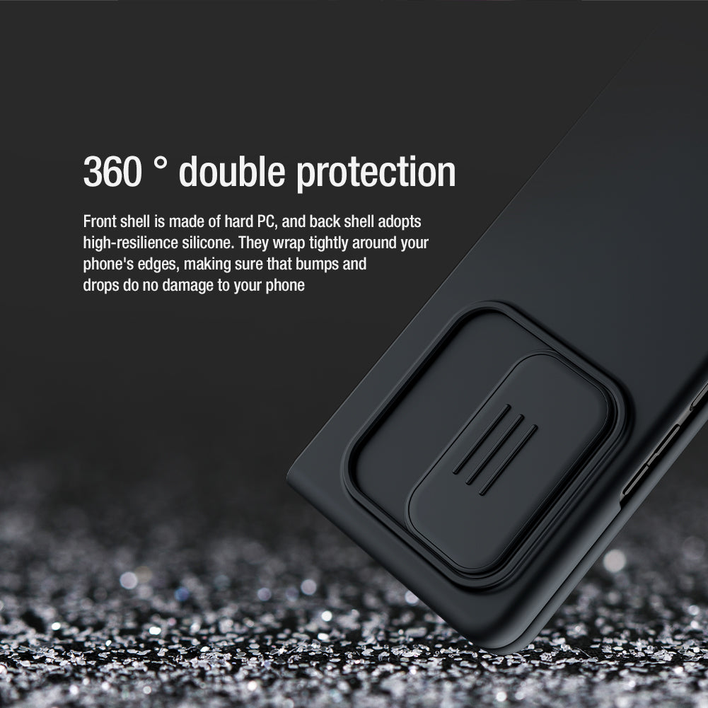 NILLKIN for Samsung Galaxy Z Fold3 5G Dual Layer Hybrid Hard PC Soft Silicone Shockproof Protective Case with Slide Camera Lens Cover