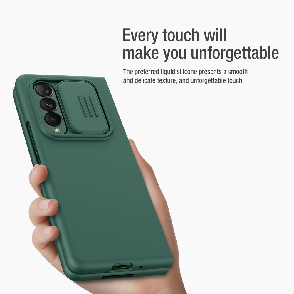 NILLKIN for Samsung Galaxy Z Fold3 5G Dual Layer Hybrid Hard PC Soft Silicone Shockproof Protective Case with Slide Camera Lens Cover