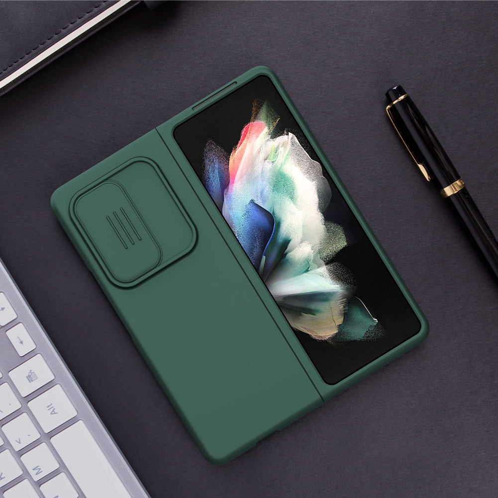 NILLKIN for Samsung Galaxy Z Fold3 5G Dual Layer Hybrid Hard PC Soft Silicone Shockproof Protective Case with Slide Camera Lens Cover