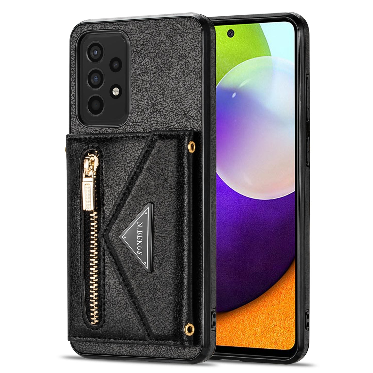 N.BEKUS Phone Case for Samsung Galaxy A52 4G/5G / A52s 5G, PU Leather + TPU Card Slots Holder Kickstand Cover with Strap