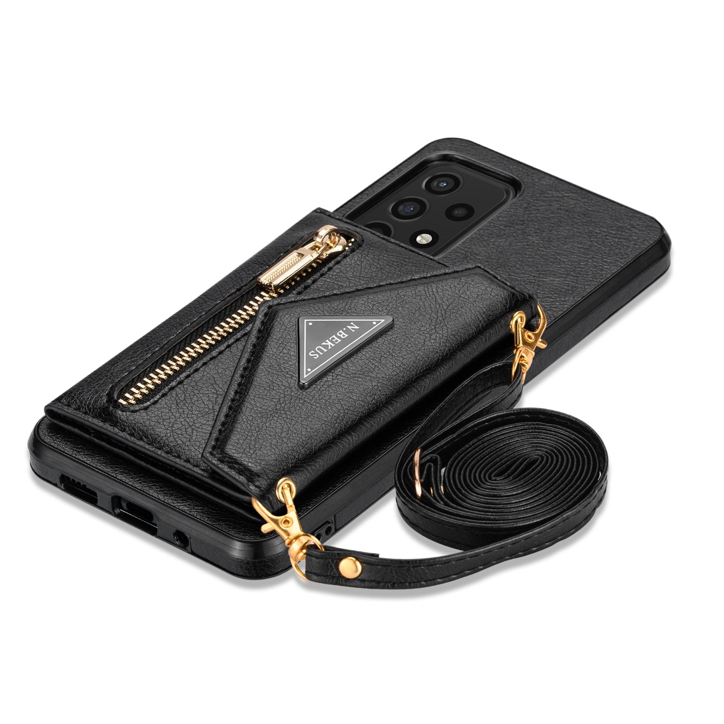 N.BEKUS Phone Case for Samsung Galaxy A52 4G/5G / A52s 5G, PU Leather + TPU Card Slots Holder Kickstand Cover with Strap