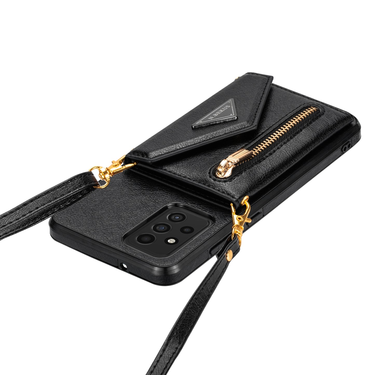 N.BEKUS Phone Case for Samsung Galaxy A52 4G/5G / A52s 5G, PU Leather + TPU Card Slots Holder Kickstand Cover with Strap