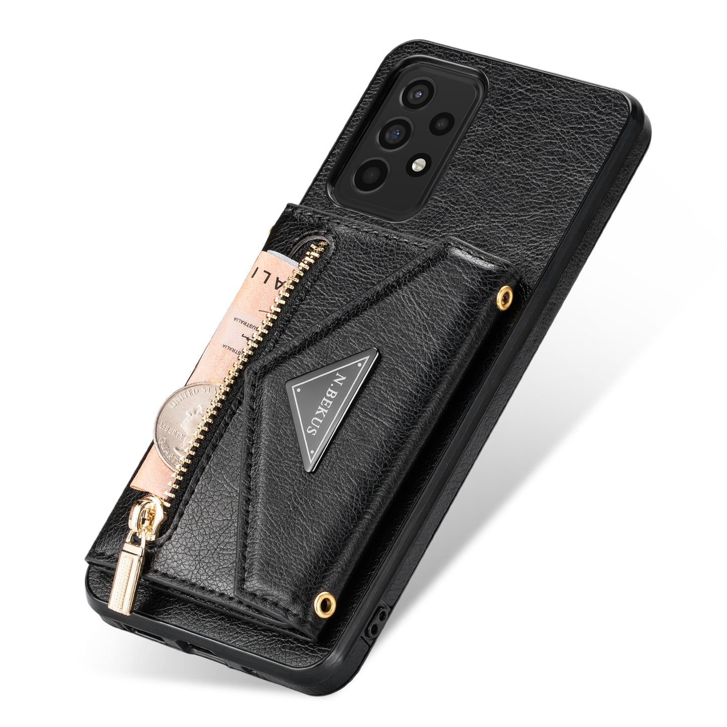 N.BEKUS Phone Case for Samsung Galaxy A52 4G/5G / A52s 5G, PU Leather + TPU Card Slots Holder Kickstand Cover with Strap