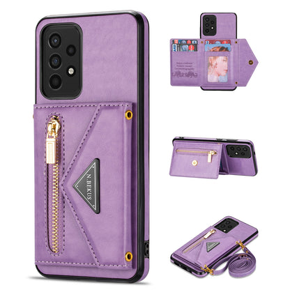 N.BEKUS Phone Case for Samsung Galaxy A52 4G/5G / A52s 5G, PU Leather + TPU Card Slots Holder Kickstand Cover with Strap