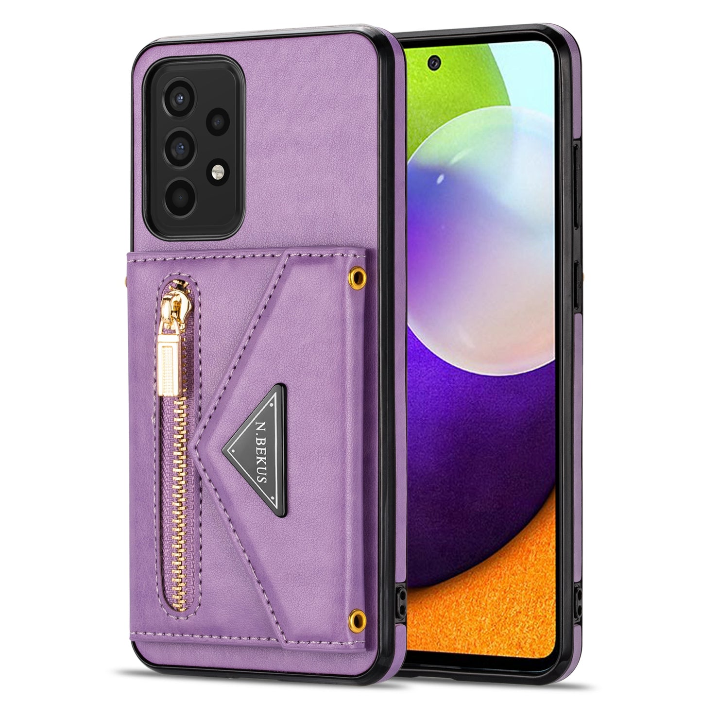 N.BEKUS Phone Case for Samsung Galaxy A52 4G/5G / A52s 5G, PU Leather + TPU Card Slots Holder Kickstand Cover with Strap