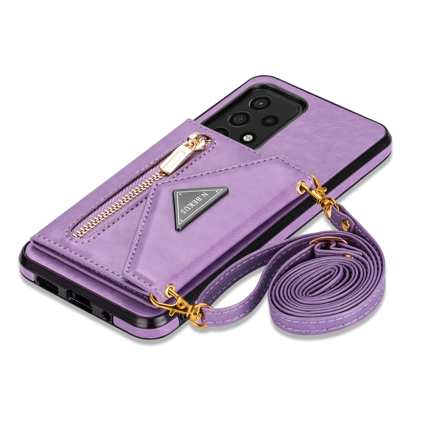 N.BEKUS Phone Case for Samsung Galaxy A52 4G/5G / A52s 5G, PU Leather + TPU Card Slots Holder Kickstand Cover with Strap