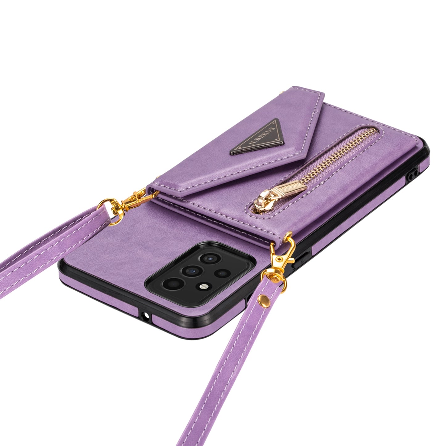 N.BEKUS Phone Case for Samsung Galaxy A52 4G/5G / A52s 5G, PU Leather + TPU Card Slots Holder Kickstand Cover with Strap