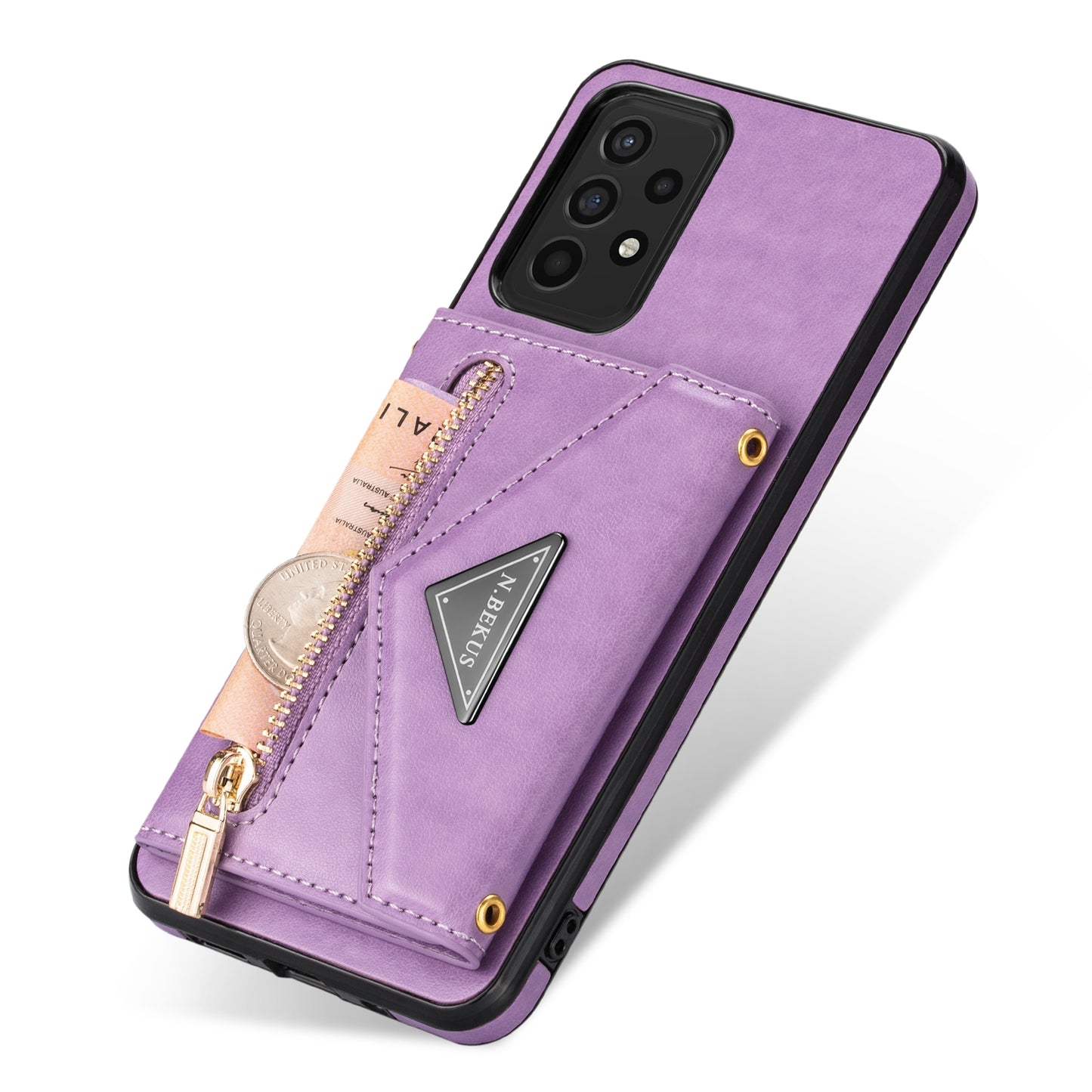 N.BEKUS Phone Case for Samsung Galaxy A52 4G/5G / A52s 5G, PU Leather + TPU Card Slots Holder Kickstand Cover with Strap