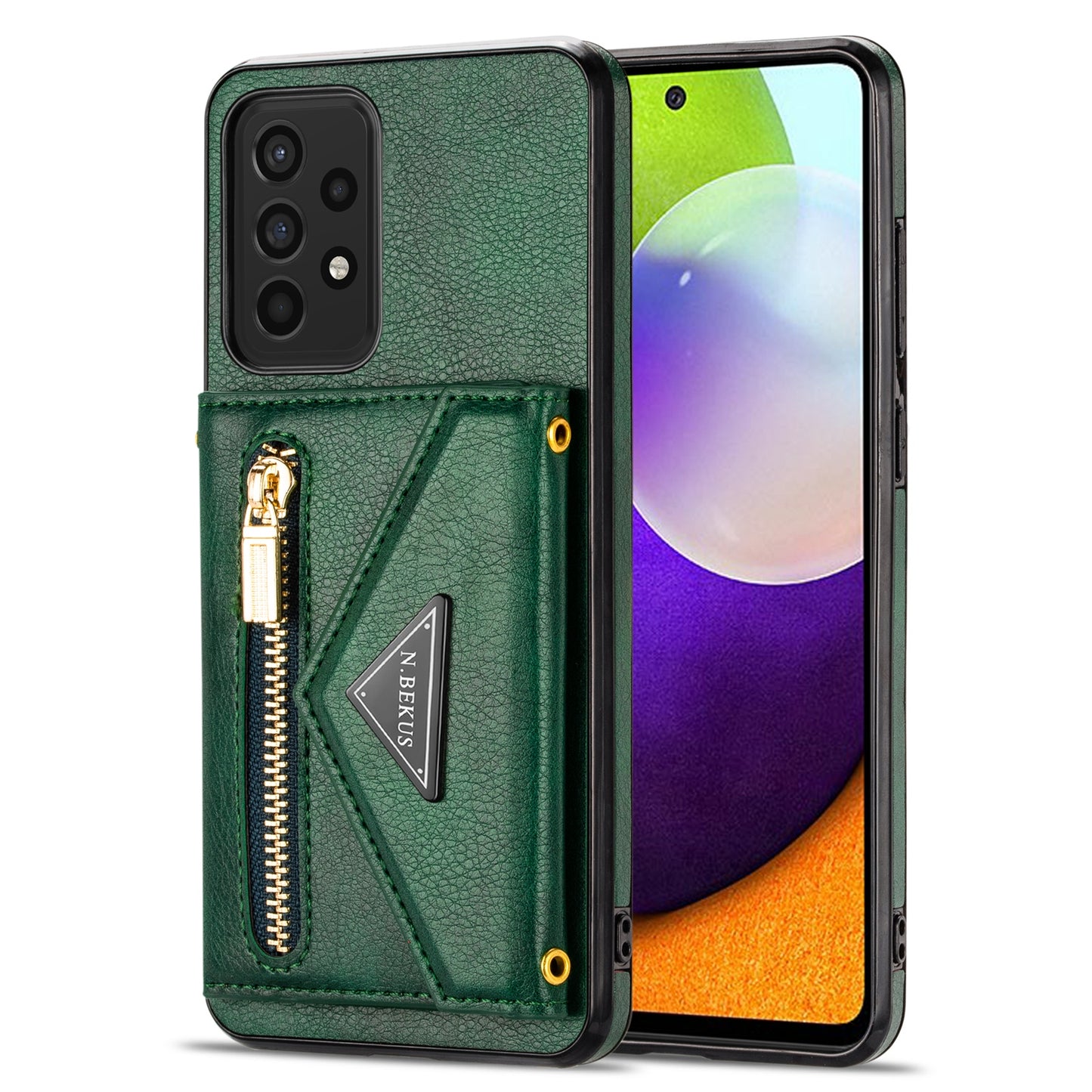 N.BEKUS Phone Case for Samsung Galaxy A52 4G/5G / A52s 5G, PU Leather + TPU Card Slots Holder Kickstand Cover with Strap
