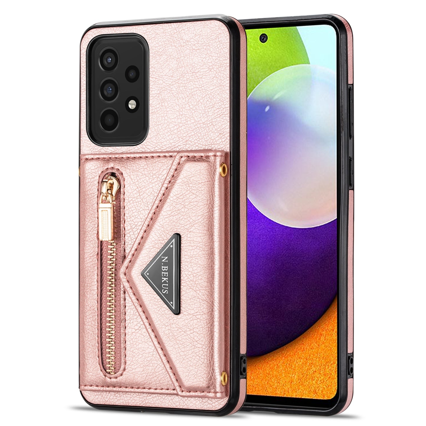 N.BEKUS Phone Case for Samsung Galaxy A52 4G/5G / A52s 5G, PU Leather + TPU Card Slots Holder Kickstand Cover with Strap