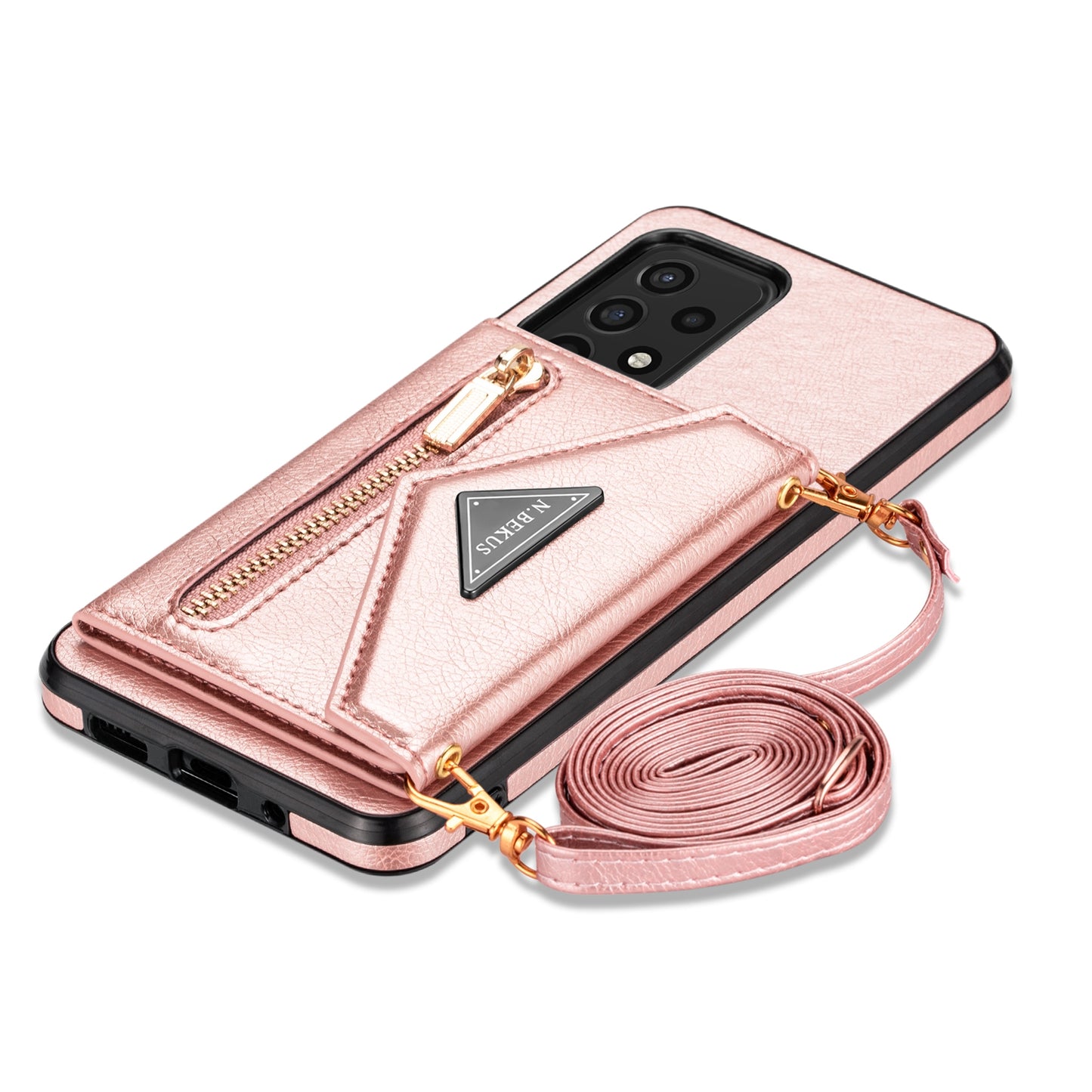 N.BEKUS Phone Case for Samsung Galaxy A52 4G/5G / A52s 5G, PU Leather + TPU Card Slots Holder Kickstand Cover with Strap