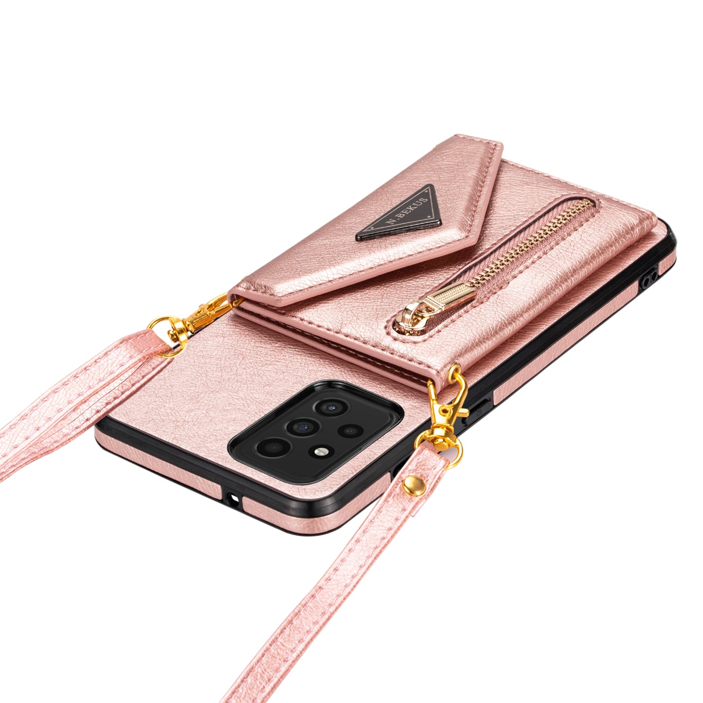 N.BEKUS Phone Case for Samsung Galaxy A52 4G/5G / A52s 5G, PU Leather + TPU Card Slots Holder Kickstand Cover with Strap
