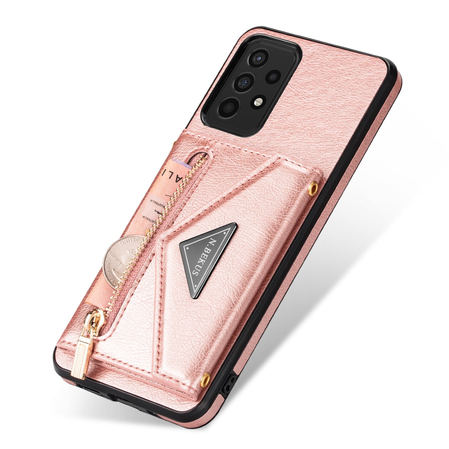 N.BEKUS Phone Case for Samsung Galaxy A52 4G/5G / A52s 5G, PU Leather + TPU Card Slots Holder Kickstand Cover with Strap