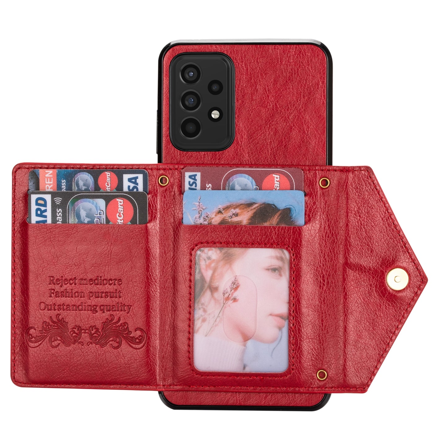 N.BEKUS Phone Case for Samsung Galaxy A52 4G/5G / A52s 5G, PU Leather + TPU Card Slots Holder Kickstand Cover with Strap